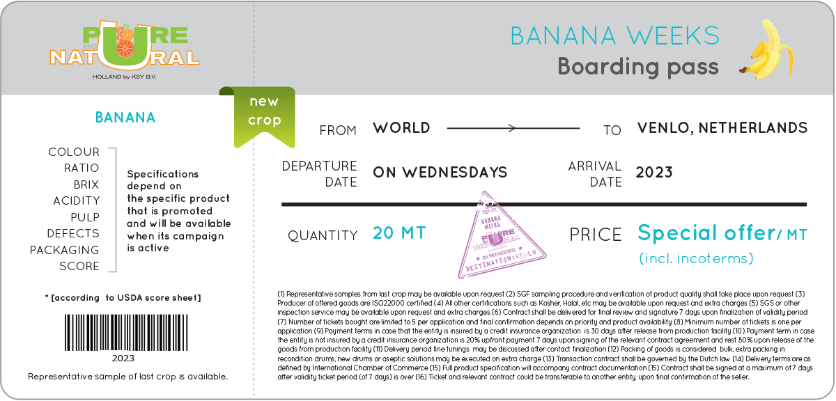 Banana week's ticket