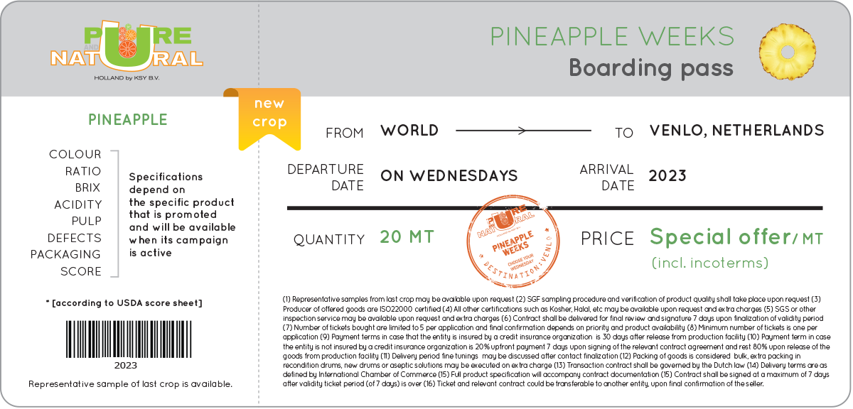 Pineapple week's ticket