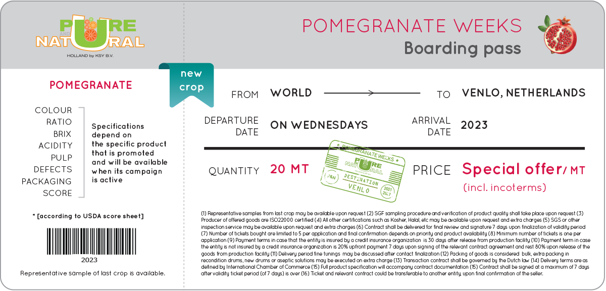 Pomegranate week's ticket